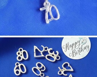 Silver Plated Age Clip On Charm: Birthday Year Charm