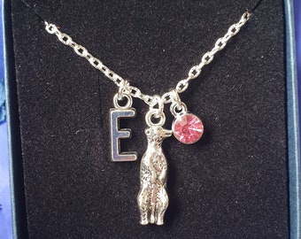 Meerkat Necklace Birthstone Personalised gifts birthday charm animal