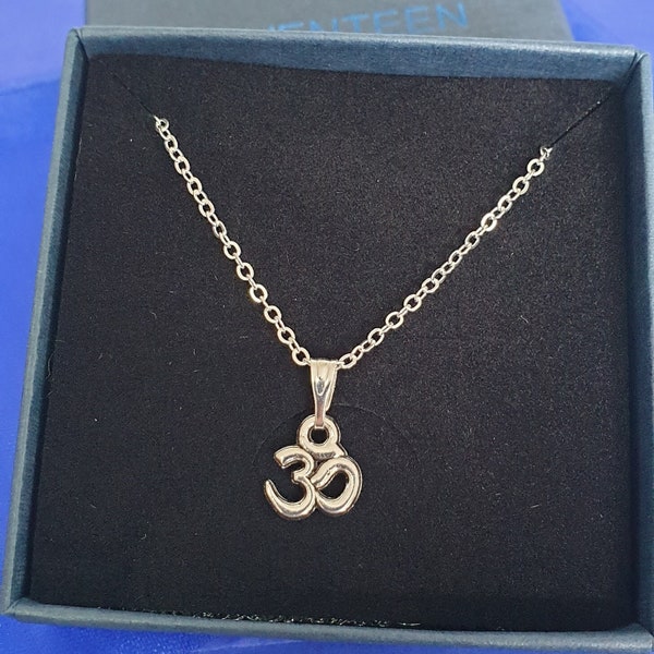 OM necklace good quality fine silver plated charm pendant gift ba