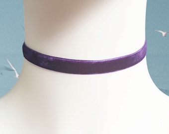 Purple velvet Choker necklace velvet adjustable Gifts ANY SIZE plus child standard