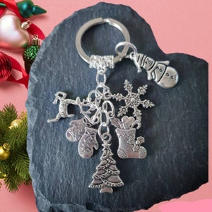 Christmas keyring stocking filler xmas gifts bag silver