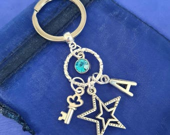 Key birthday Keyring Birthstone initial gift 18th girls birthday 21st personalised gifts