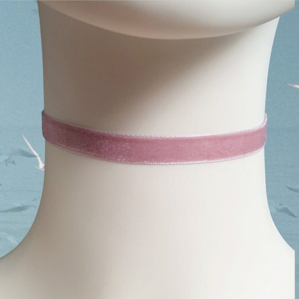 Pink velvet Choker necklace velvet adjustable Gifts ANY SIZE plus child standard