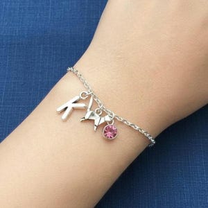 Cat bracelet personalised bracelet birthday gift birthstone bracelet initial bracelet custom jewellery