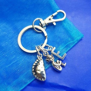Cornwall keyring with initial birthstone cornish pasty cornish pixie pisky fairy personalised gifts silver