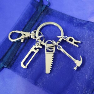 Builders keyring with initial personalised gifts construction worker handyman dad grandad fathers day