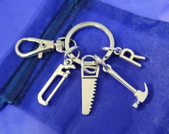 Builders keyring with initial personalised gifts construction worker handyman dad grandad fathers day