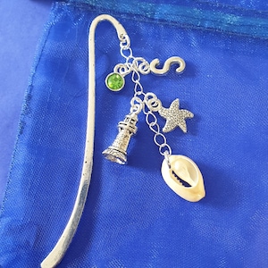 Seaside Bookmark Personalised with Initial and Birthstone | Customisable Book Lover Gift