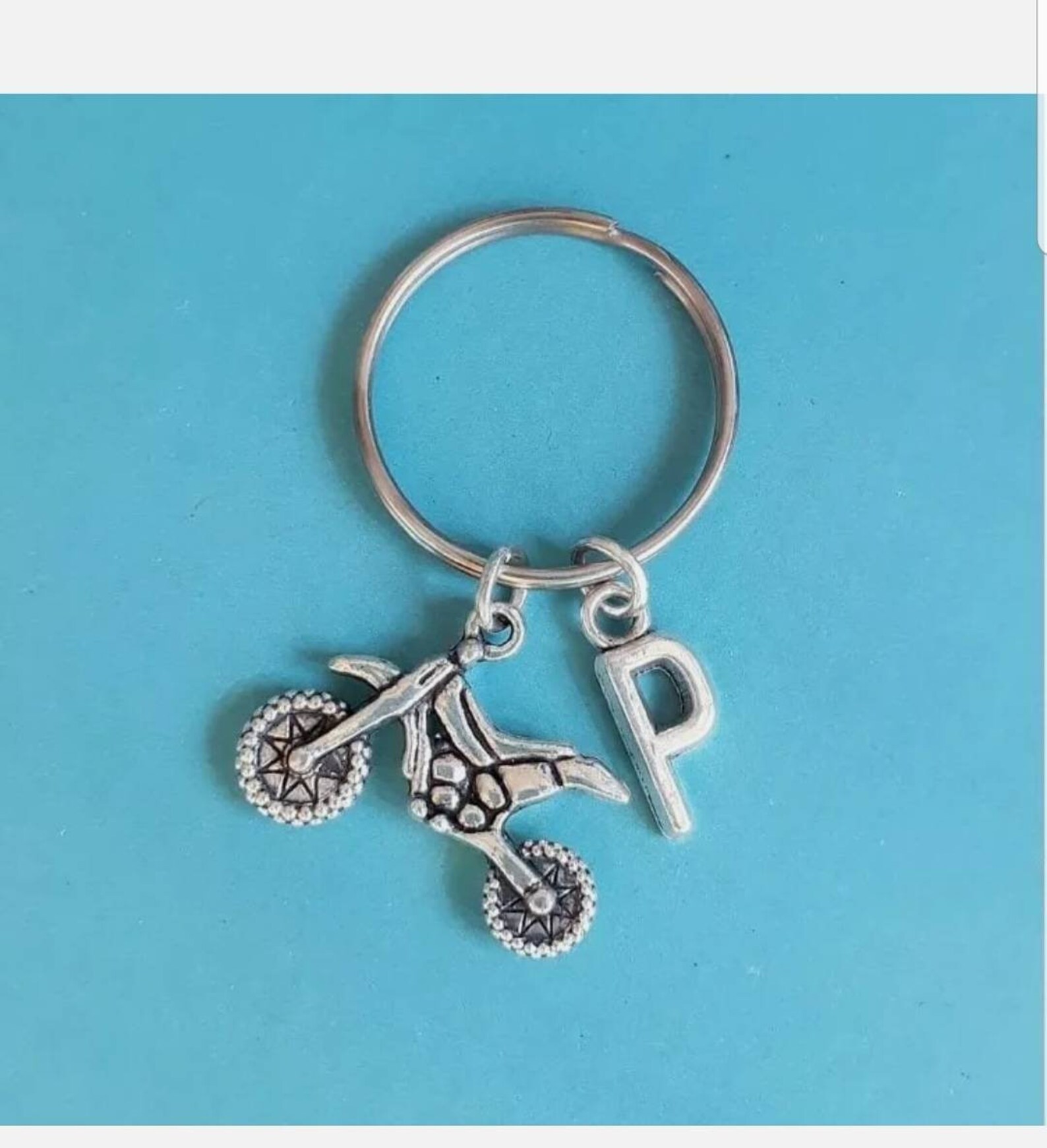 Dirt Bike keyring with initial GIFT personalised motorbike Etsy