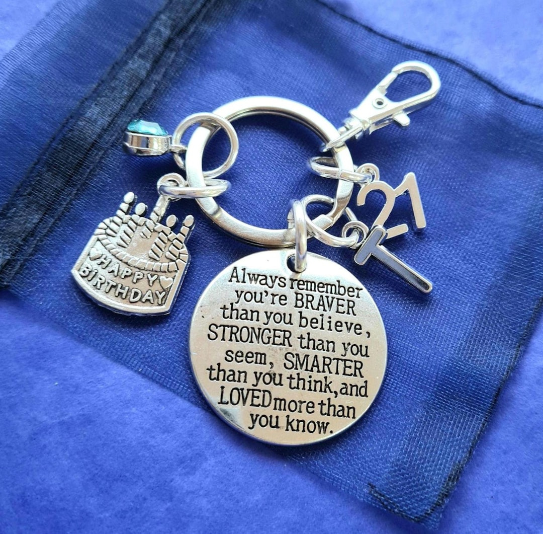 Llavero Personalizado Con Inicial Y Piedra De Nacimiento - Regalo Para 16, 18, 21, 40, 50 O 60 Años (Jewelers Gemz)