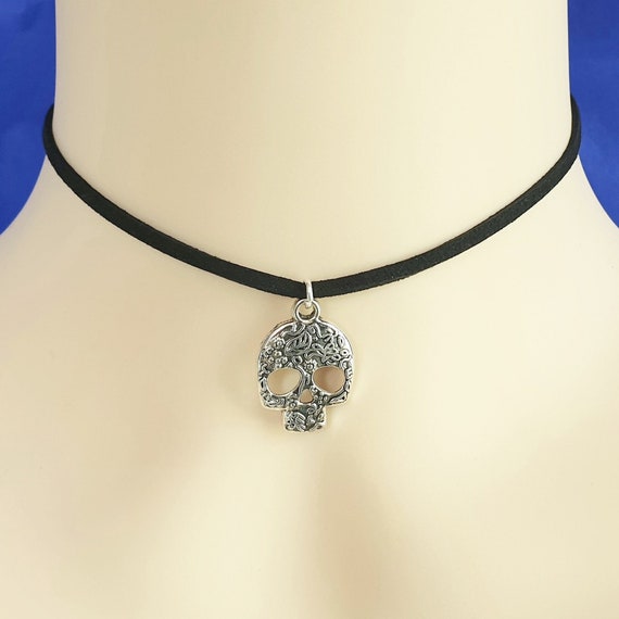 Buy Sugar Skull Choker Necklace Black Adjustable Gifts ANY SIZE 