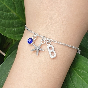 Starfish bracelet personalised bracelet birthday gift birthstone bracelet initial bracelet custom jewellery
