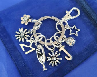 21st keyring with initial birthstone personalised gifts silver birthday gift forgifts 16th 18th 21st 25th 30th grand daughter