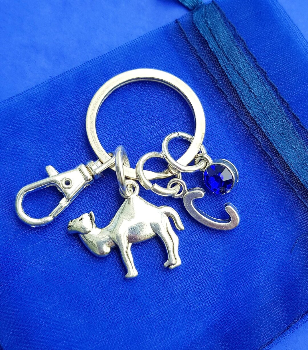 Camel Keyring With Initial Birthstone Personalised Gifts Silver Animal ...