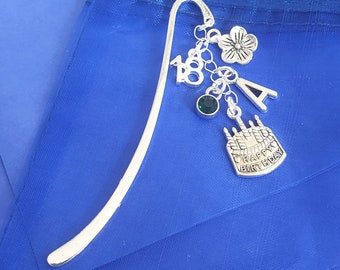 Happy Birthday 18th Bookmark personalised Choose Age initial birthstone 10 13 16 18 21 25 30 40 50 60 70 80 90