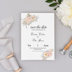 Peony Save the Date Template, Instant Download Fully Editable with Templett, Peony Save the Date Card Wedding Save the Date - 00003