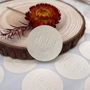 Embossed Hello Stickers: Creamy-White Blind Raised Stickers