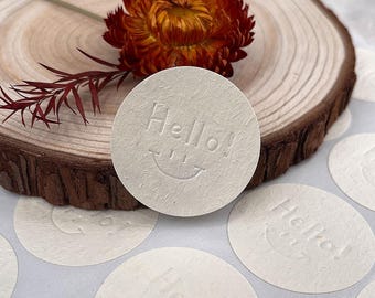Pegatinas de Hola en relieve: pegatinas en relieve ciegas de color blanco cremoso