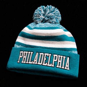 Philadelphia Embroidered Beanie Winter Knit Hat,Best gift for football fans!