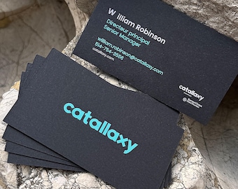 Letterpress Business Cards: Black Matte Paper, Green Ink, 600gsm (200pcs)