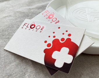 Red Gold Foil Stamping Business Cards: 600gsm White Cotton, Custom Design (200pcs)
