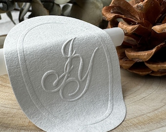 Pegatinas personalizadas con logotipo en relieve: Sello de boda en blanco roto (200 unidades)