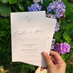 Letterpress Hochzeitseinladung,600g/m²,dickes Baumwollpapier,geprägt,minimal,Hochzeitseinladung,Hochzeitseinladung, Einladungskarte, 2Stk