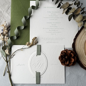 Conjunto de invitaciones de boda en relieve, invitación de boda minimalista, tarjeta de papel de algodón, juego de invitaciones personalizadas, 10 piezas