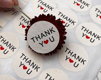 Embossed Sticker, Blind Raised Embossing, Thank you sticker, creamy-white