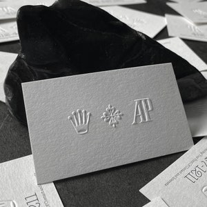 Tarjetas de presentación impresas en tipografía, tarjetas de nombre en relieve, papel blanco de algodón grueso, en relieve, para pequeñas empresas, tarjetas en relieve, modernas, de lujo, minimalistas, 350 g