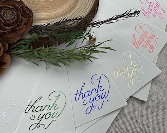 Gold Foil Letterpress Thank You Cards, Handmade Cotton Notes
