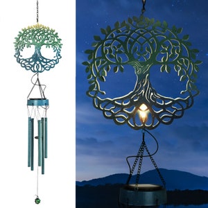 Tree Solar Wind Chimes for Mom Outdoor Garden Wind Bells Memorial Wind Chime for Outside Sympathy Gifts for Grandma for Birthday Christmas