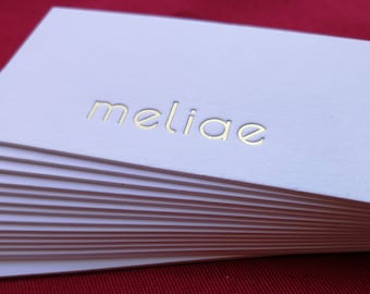 200 Gold Foil Stamping Business Cards: 600gsm White Cotton Paper