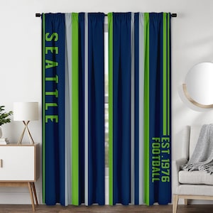 seattle Blackout Curtains (2 Panel)  Customizable Size Text Logo