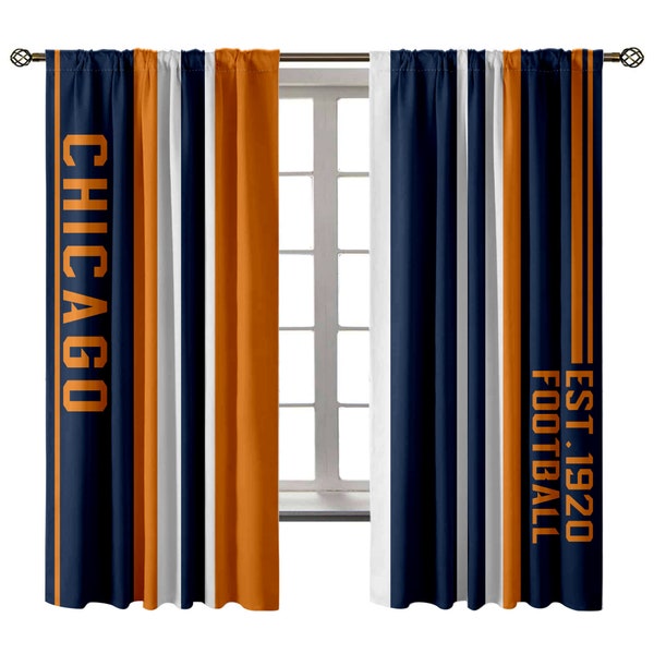 Chicago Blackout Curtain (2 Panel) Customizable Size, Text, Logo.