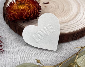 Embossed Sticker, Blind Raised Embossing, Sticker for wedding, Heart shaped Love Stickers,  creamy-white