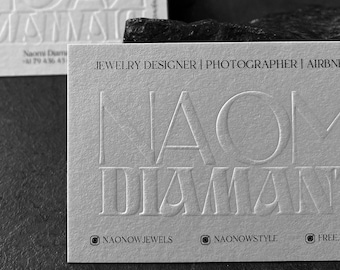 Letterpress Business Cards: Embossed Cotton Paper, Modern Minimalist
