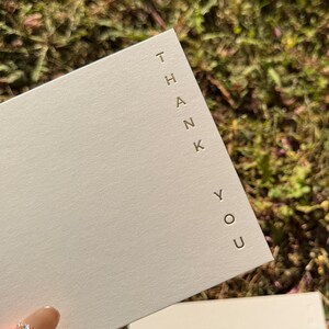 Tarjetas de agradecimiento con lámina dorada, listas para enviar, tarjetas de lujo brillantes, estilo minimalista, juego de papelería con relieve.