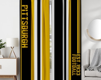 Pittsburgh Verdunkelungsvorhang (2 Paneel) Stange Anpassbare Größe, Text, Logo