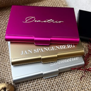 Porta-cartões de visita de metal, Porta-cartões de visita personalizado, LOGOTIPO de gravação a laser, Presente de negócios para homens/mulheres