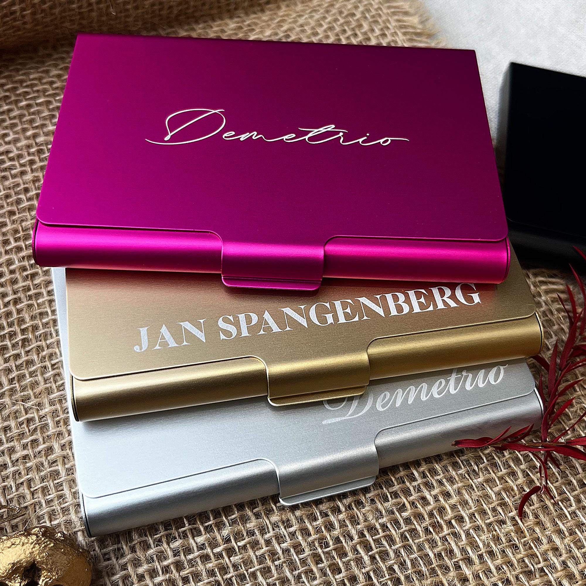 Personalized Metal Business Card Holder: Laser Engraved Logo