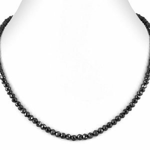 Collier en diamant noir de 6 mm certifié AAA Collier de perles de diamant noir à facettes de 18 pouces avec fermoir en argent sterling.
