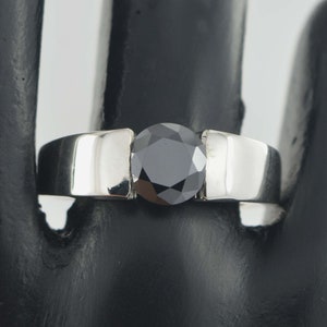 Black Diamond Ring Certified 925 Sterling Silver 1.30 Ct Round cut Black Diamond Men's Ring Engagement Ring