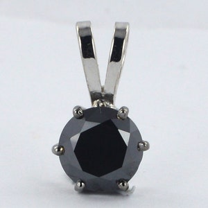 Black diamond pendant certified 925 Silver 2.70 Ct Round cut black diamond pendant Anniversary gift for wife