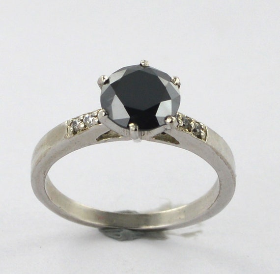 Details about   925 Sterling Silver Handcrafted Unique Genuine Black Diamond Ring 