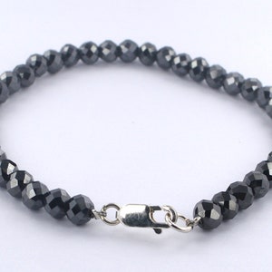 Black Diamond bracelet AAA Quality 5.80 Certified 7.5 inches Faceted Black Diamond Beads bracelet With Sterling Silver clasp,,
