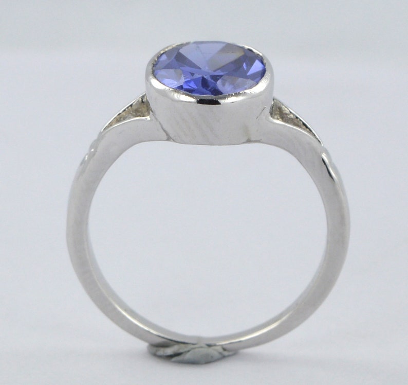 101418k Gold Ring Sterling Sliver Ring Certified 4.00 Oval Cut Tanzanite 14k Genuine0 White Gold Ring