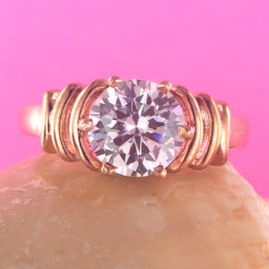 Solitaire Engagement Ring 1.00 Carat Solid 14k Rose Gold Lab Created Man Made Synthetic Simulated Diamonds VVS1 D color Excellent Cut
