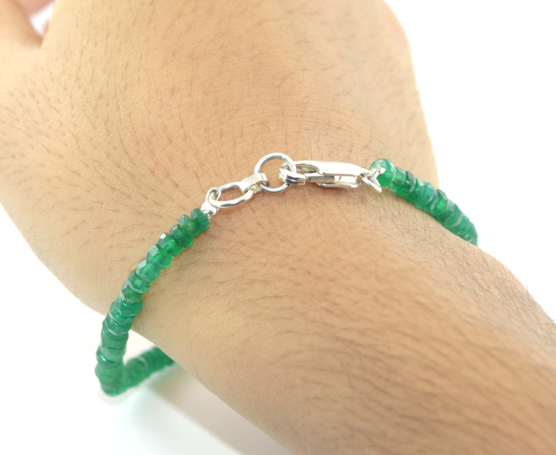 Emerald bracelet 3.80 mm Certified 7.50 inches Faceted Green Etsy