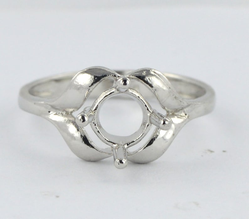 Round Cut 7.00 mm 14k Genuine White Gold Semi Mount Ring 1418k Gold Ring Sterling Sliver Ring